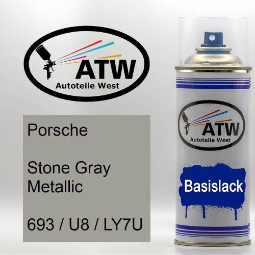 Porsche, Stone Gray Metallic, 693 / U8 / LY7U: 400ml Sprühdose, von ATW Autoteile West.